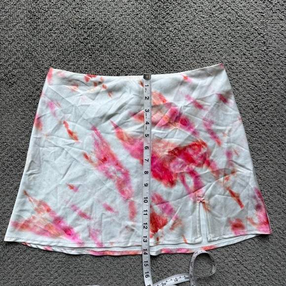 3/$20⚡️ Princess Polly White Pink Orange Tie Dye Side Slit Mini Skirt Fun Funky - Picture 11 of 13